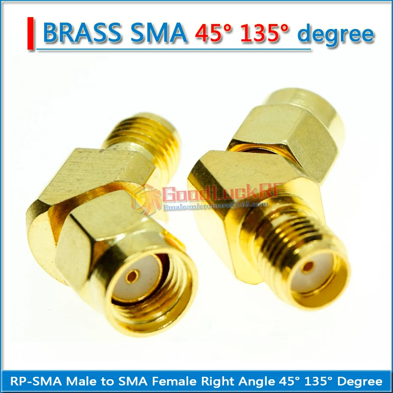 

RP-SMA RPSMA RP SMA Male to SMA Female 45° 135° Degree Oblique Angle Gold Brass Coaxial RF Adapter Connector Cable Socket