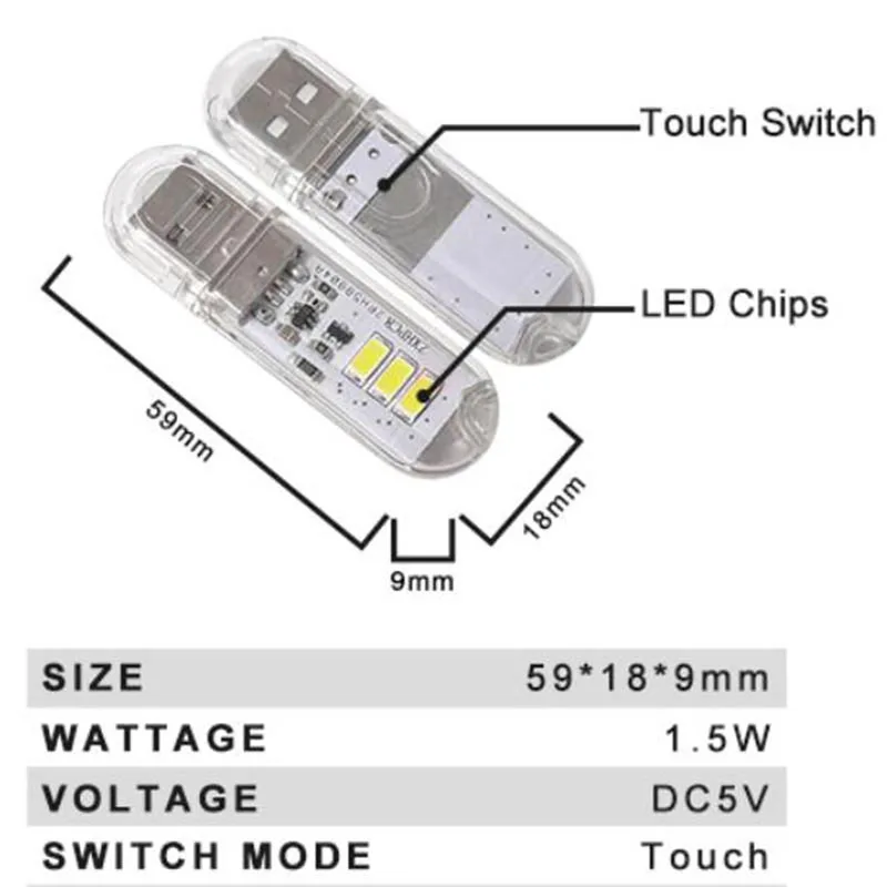 Usb Led Light Night Lights book reading lighting Touch switch adjustable Baby Lamp Kid Bedroom for home PC notebook powerbank