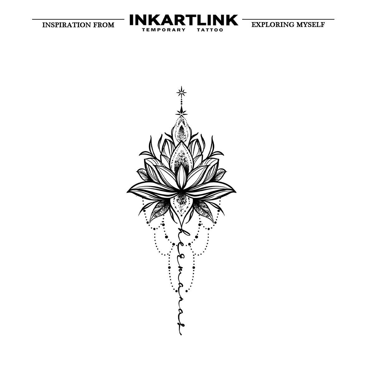 Lotus temporary tattoo sticker, waterproof magic tattoo, lasts to 15 days fake tattoo, semi permanent tattoo 3