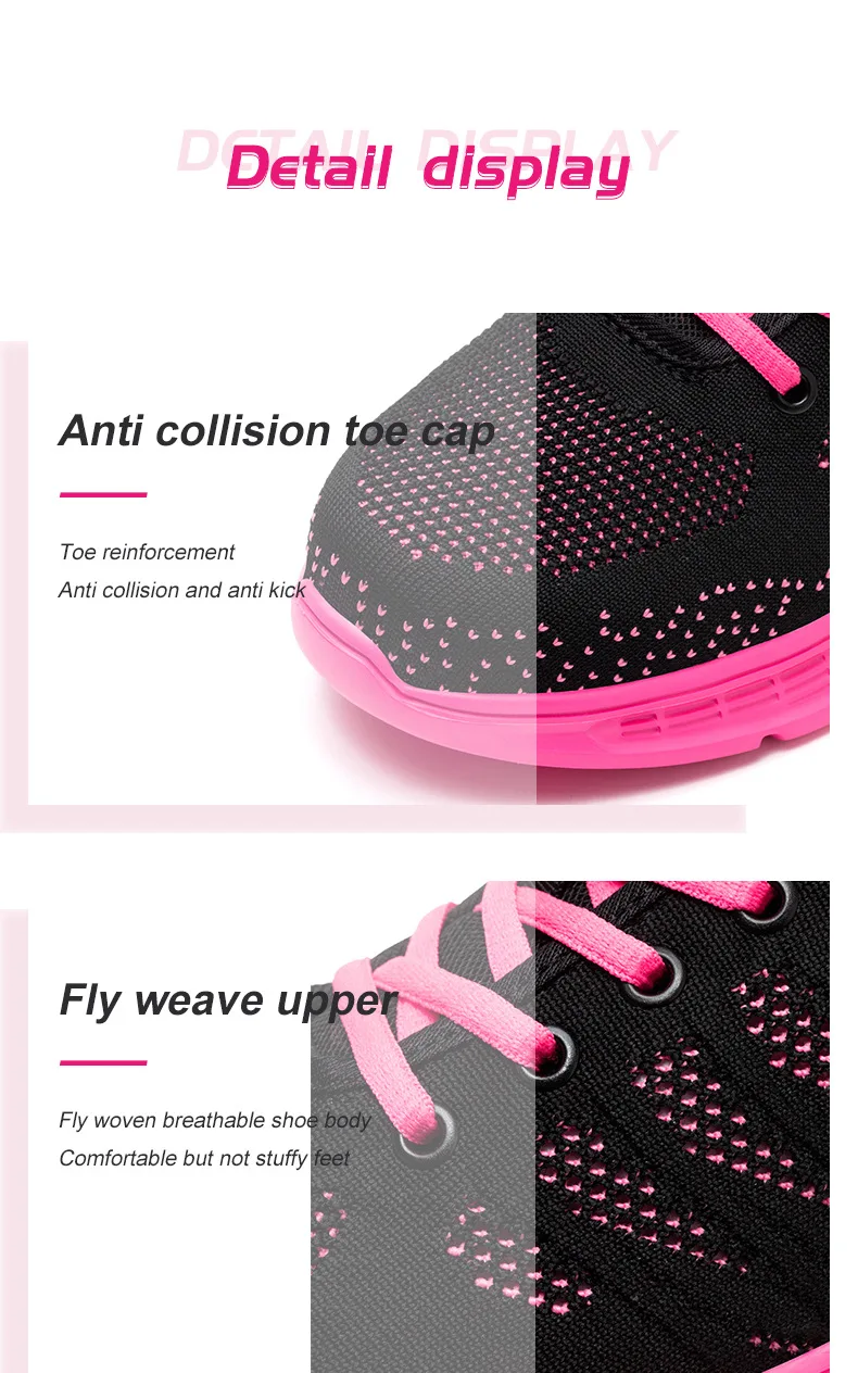 Breathable Lightweight Work Sneakers For Women Men Safety Shoes Anti-smash Anti-puncture Women Protective Shoes Wear-resistant