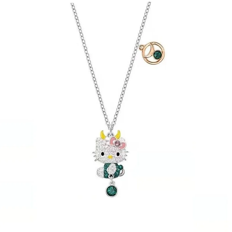 Hello Kitty Necklace Anime Sanrio Kitty Twelve Constellations Sweet and Cute Hip Hop Diamond Pendant Couple Jewelry Girl Gift necklace jewelry