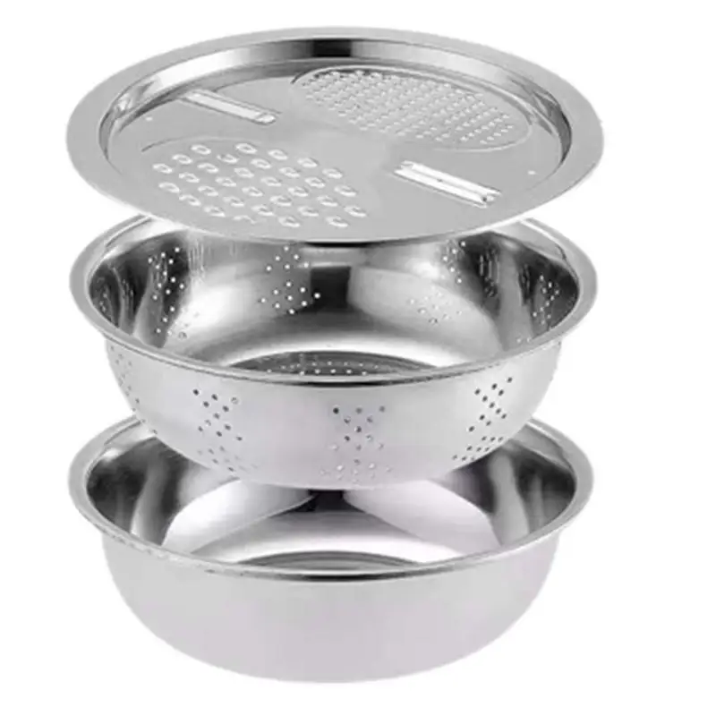 

Colander Stainless Steel Rice Washing Bowl Strainer Colander Kitchen Slicer Multi-Function Colander For Home And Kitchen