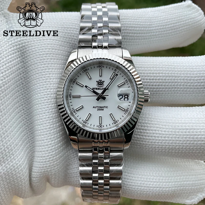 

STEELDIVE Oyster Water Ghost Watch Jubilee Bracelet 200m Waterproof Sapphire BGW9 Luminous Date NH35 Automatic Mechanical Watch