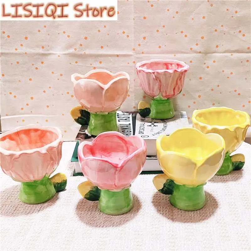 

New Ceramic Flowerpot Tulip Flower Candle Holder Candlestick Container Cup Ice Cream Dessert Bowl Decoration Accessories Vase