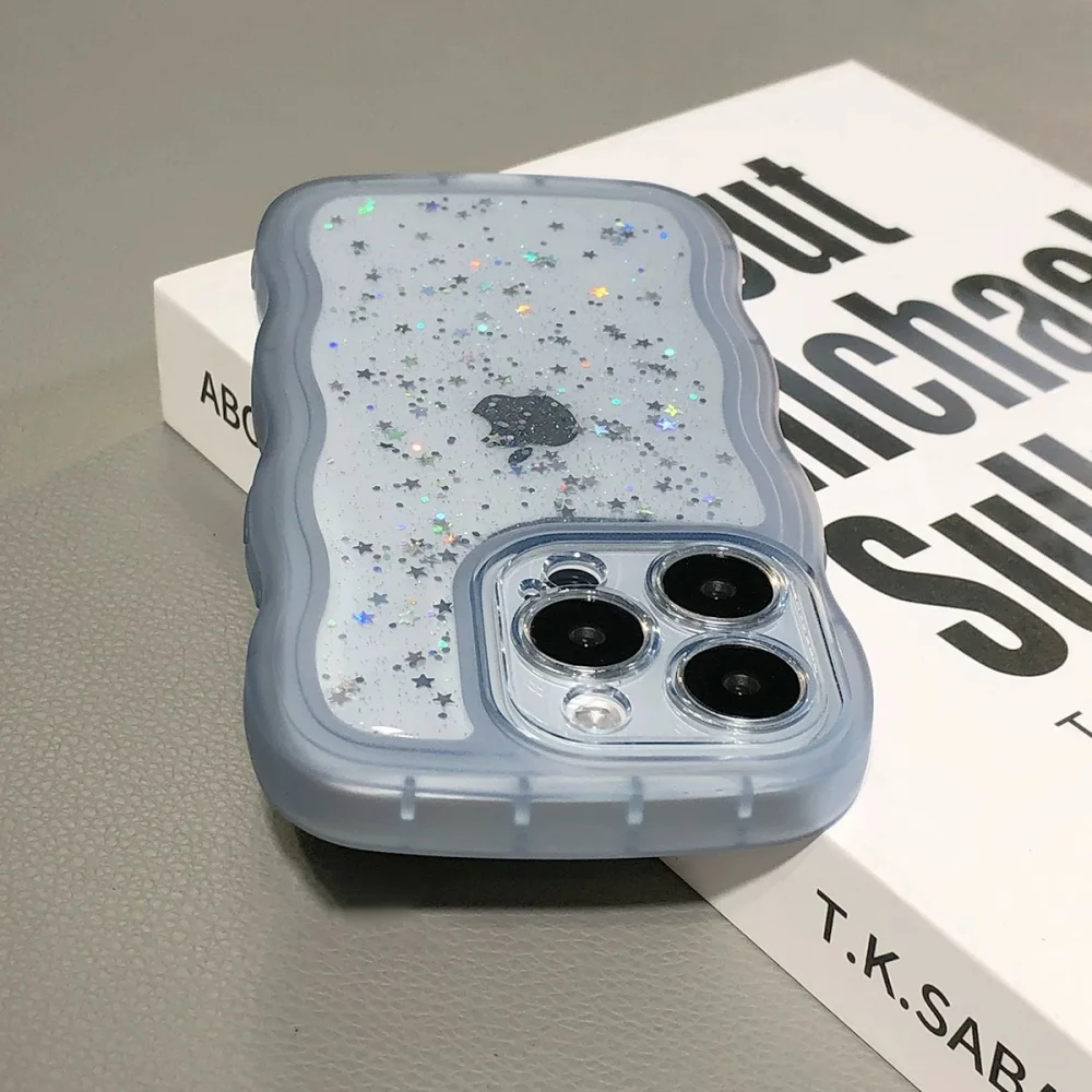 Shiny Sequin Glitter Soft Bumper Case with Stars Design