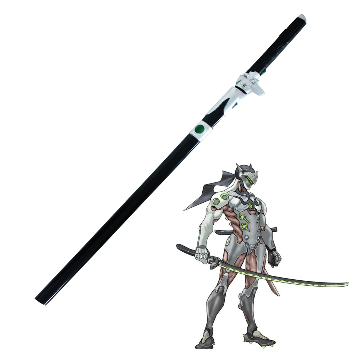 

Overwatch Game Cosplay Genji Evil Spirit 106cm Sheath Knife Shimada Genji Katana Role Play Game PU Weapon Model Toy Prop Sword