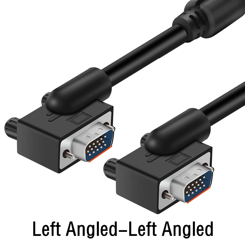 Double 90 Degree Right Left Angle Elbow VGA Male 15pin 1080P Cable 3m For TV Monitor Computer Projector PC Cable VGA Adapter
