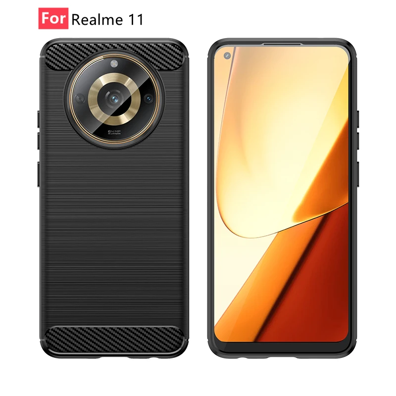 

For Cover OPPO Realme 11 Case Realme 11 Coque New Carbon Fiber Armor Shockproof Phone Bumper Back Soft TPU For Fundas Realme 11