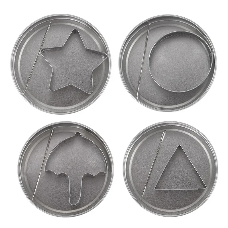 6/12pcs Sugar Cookie Cutter Sugar Cookie Mold Stainless Steel Korean Cookies Game Tools For Squid TV Fans and Kids Party Game