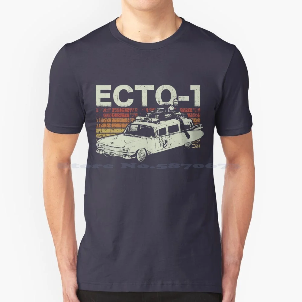 Retro Ecto 1 T Shirt 100% Cotone Tee Ecto 1 Halloween Horror Humor Pumpkin Spaventoso Slimer Spooky Witch Ghostbusters Vintage