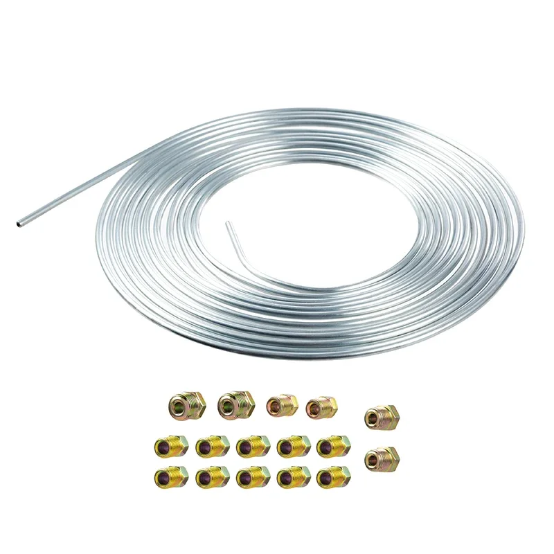 

25 Ft Car Copper-Nickel Brake Line Tubing Coil and Fitting Accessory Kits 3/16 OD Hoses Fittings Spring Auto Accessories Parts