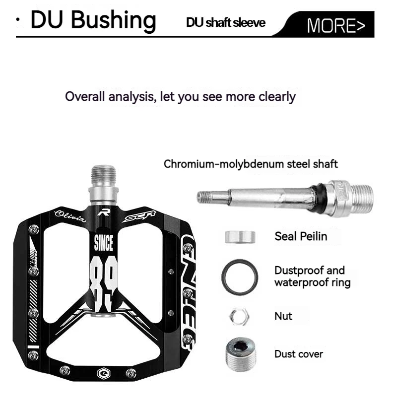 ENLEE Ultralight Bicycle Pedal All CNC MTB DH XC Mountain Bike Pedal L7U Material+DU Bearing Aluminum Pedals Bike Accessories