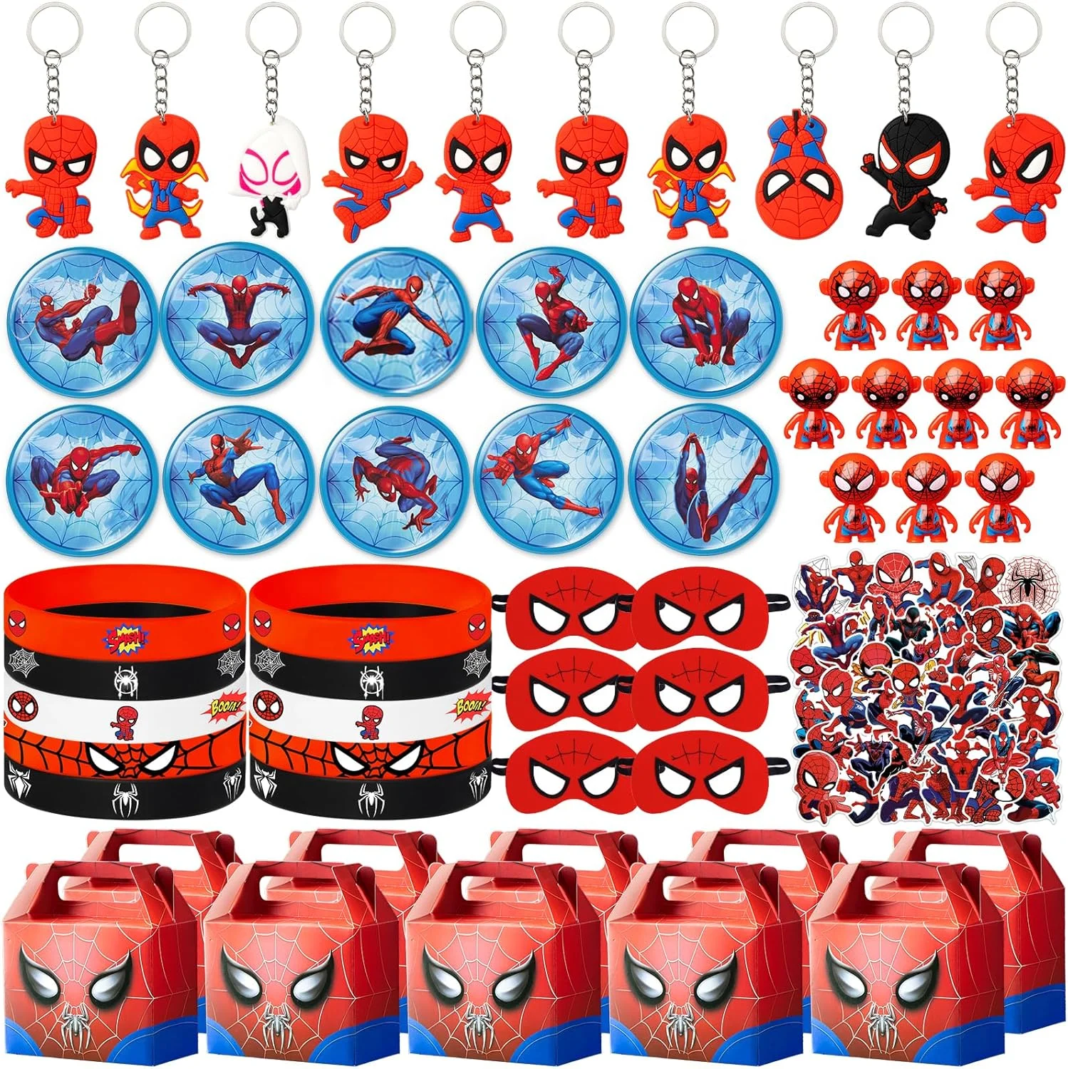 Superhero Spiderman Birthday Party Favors, Spidey Carnival Prizes Stickers Goody Bags Fillers Party Gifts for Kids Baby Shower