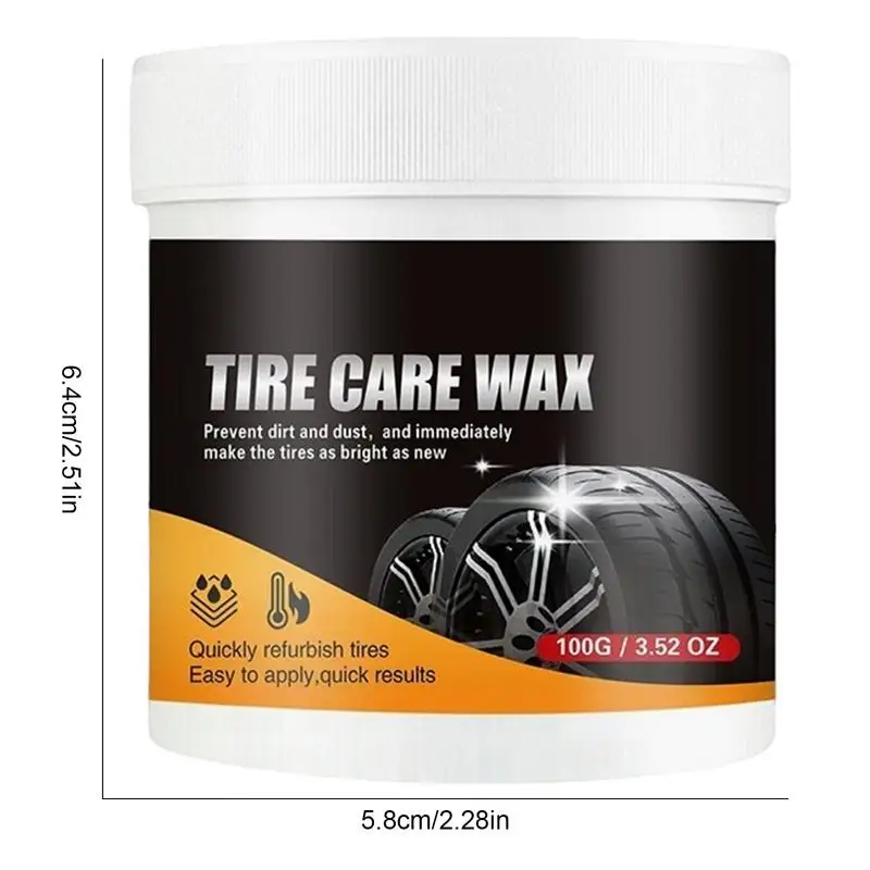 Car Tire Wax 100g Tire Degreasing Polish Protective Wheel Maintenance Wax Waterproof Brightener Long-Lasting For