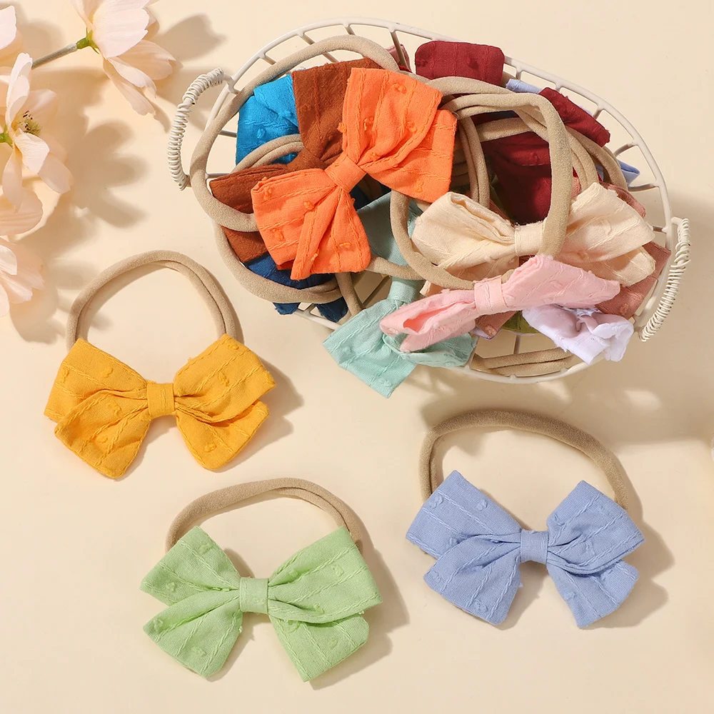 10 stücke Kinder Mädchen Zufällige Farbe Gedruckt Bögen Stirnband Weiche Elastische Haarband Handgemachte Baby Boutique Kopfbedeckung Haar Zubehör – Detail 6