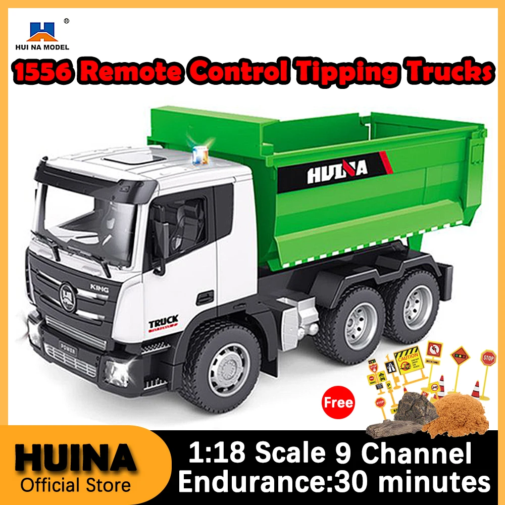 

HUINA 1556 1/18 RC Truck Remote Controlled Car Dumper Tractor 9CH Engineering Vehicle Excavator Model Toys For Boys Kids Gifts