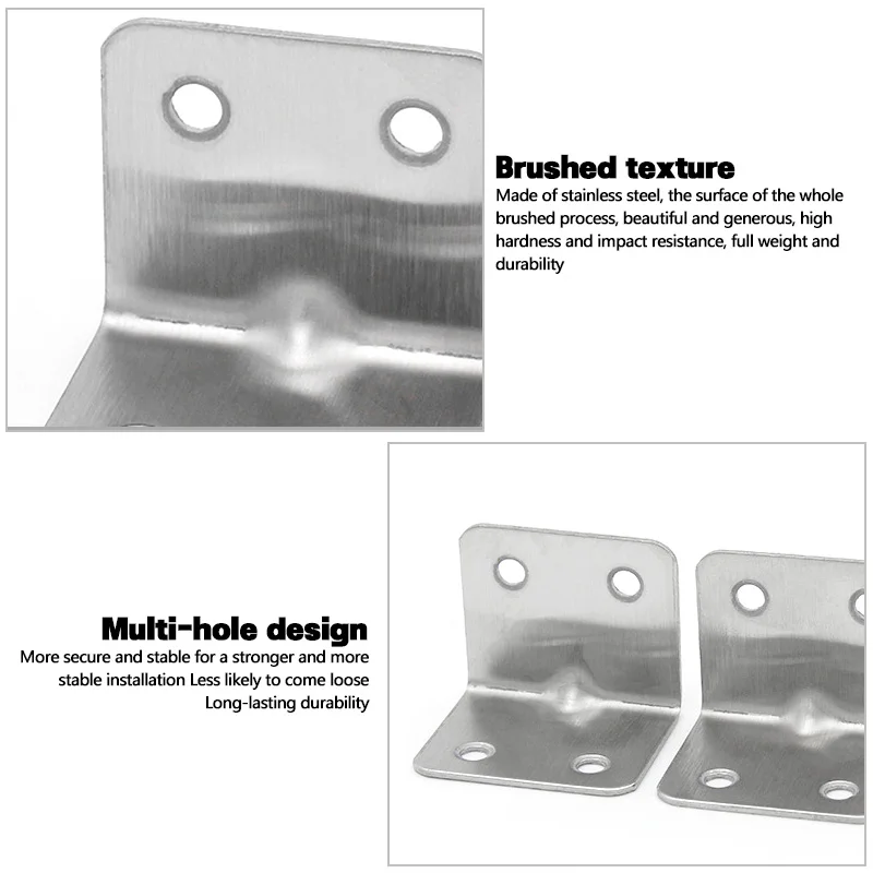 4 Holes Universal Stainless Steel Corner Bracket 90 Degree Detachable Corner Bracket Wood Furniture Cabinet Accessories 1-20Pcs