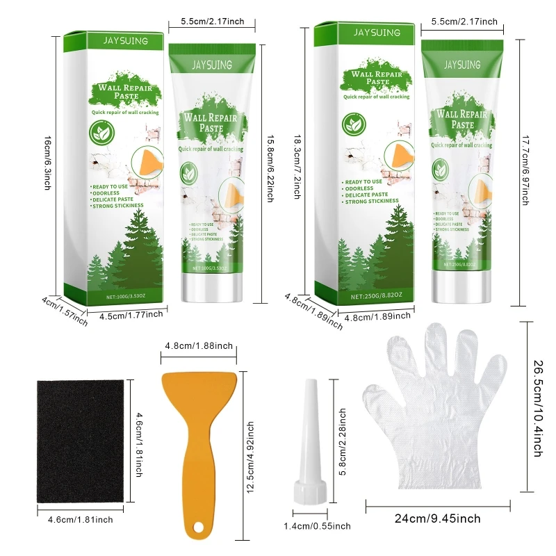 N0HB Wall Repair Patches Kits with Scraper Wall Mending Agent Hole Drywalls Patches Wall