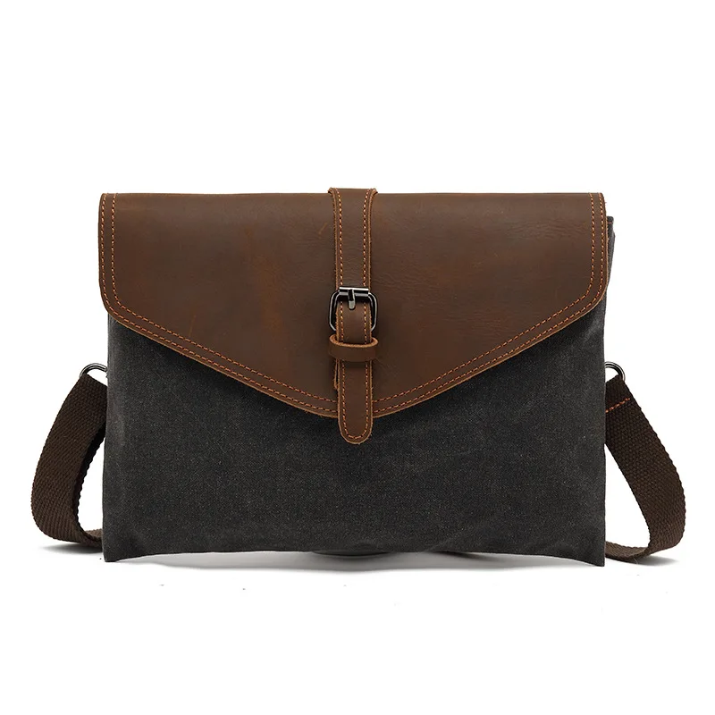 

Cowhide Leather Handbag For Men Retro Canvas Man bag Envelope Clutch Purse Famous Brand Designer's Bag Guangzhou Luxury Bag