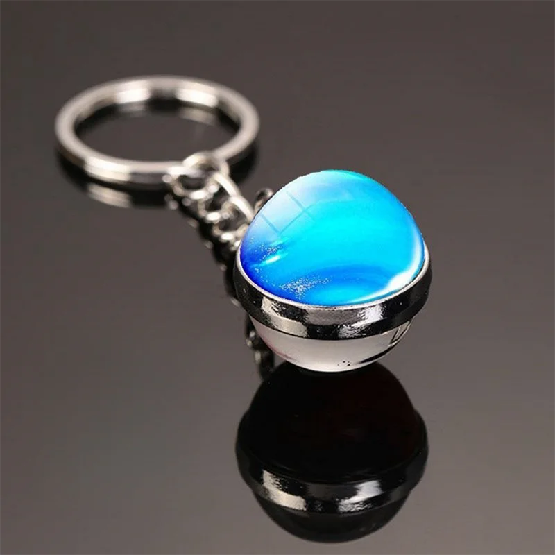 Metal Solar System Keychain Pendant Galaxy Keyring