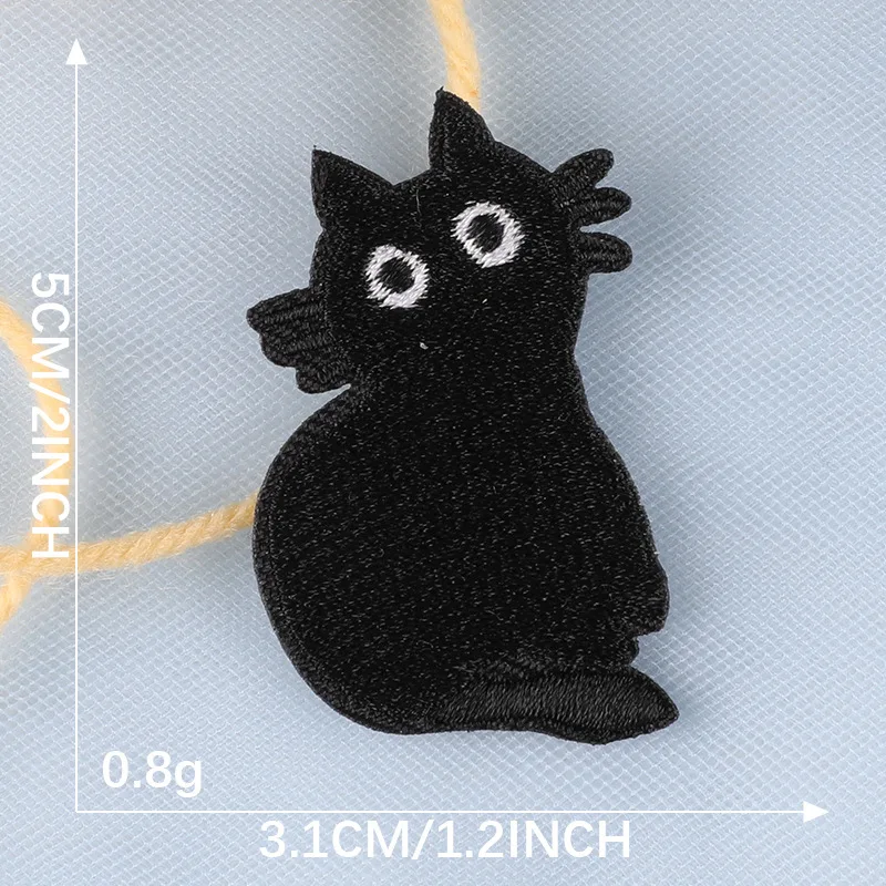 Cartoon Black Cat Badge Patches for Clothing Accessories Decorative Patch Stickers DIY Embroidered Applications for Sewing animal patches
