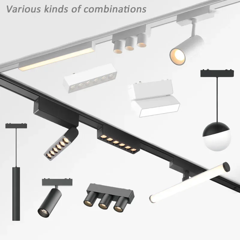 리모컨 LED 스마트 트랙 조명, 마그네틱 레일 조명, 초박형 6mm 표면 장착 천장 시스템 스포드라이트 투광 조명