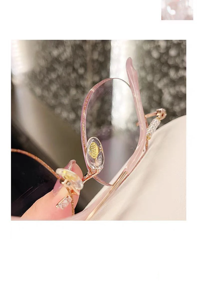 Heiße Mode Diamant Rand-cut Rahmenlose Lesebrille Perle Großen Rahmen High Definition Blau Licht Lesebrille JH238 – Detail 6