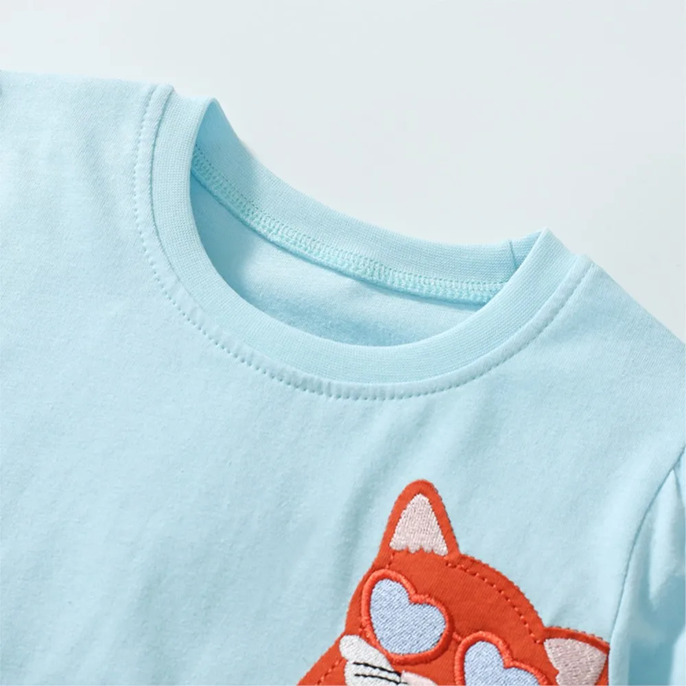 2025 New Summer Children's Clothing Kids Clothes Cartoon Cats Party Dresses Holiday Cotton Casual Vestidos  Gifts