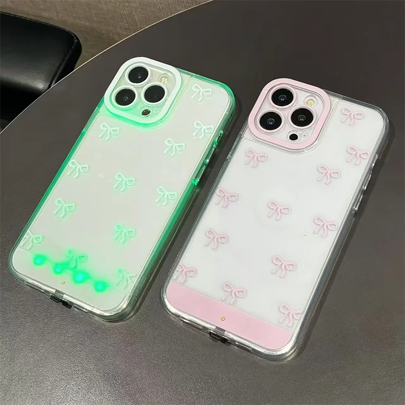 Radiant Bowknot Luminous Phone Case with Five-Color Light Effects