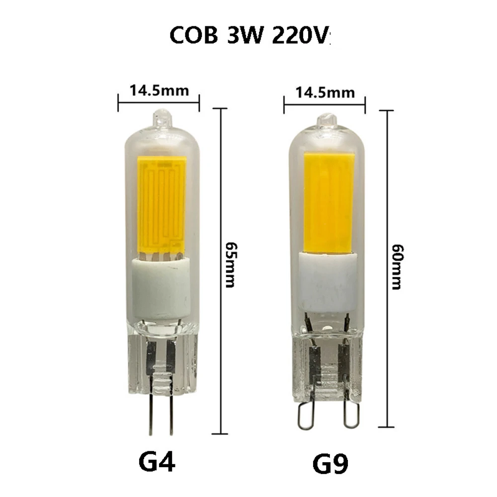 10pcs Crystal G4 G9 LED Glass Bulb COB LED Lamp Nature 4000k 6000k 3W 220v Pendant Light Chandelier No Strobe - AliExpress