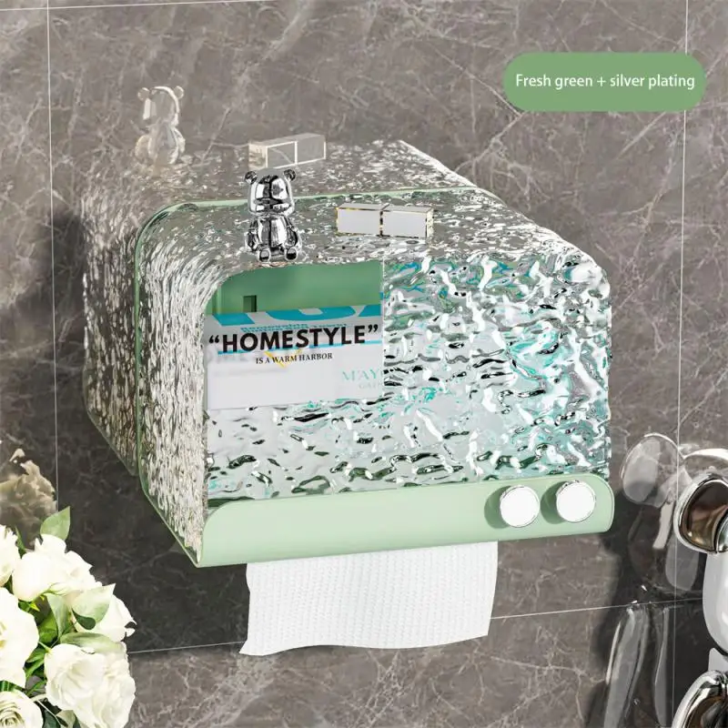 

Glacier Tissue Box Rugged And Durable Wall-mounted Wall-mounted Drawer No Drilling Required Plastic Desktop Tissue Box