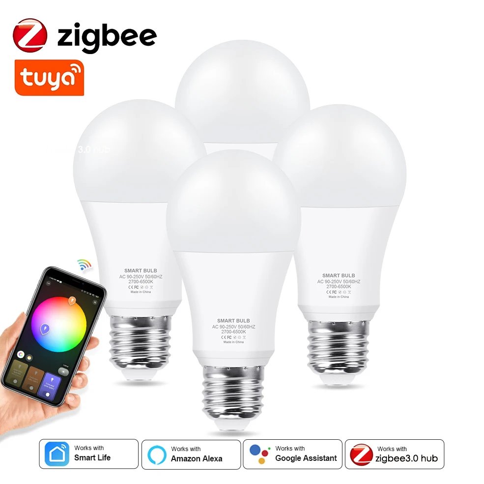 18W 15W Tuya Zigbee E27 lampadina a Led WiFi Smart Led Lamp RGB + CW + WW  lampadine a Led funzionano con Alexa Amazon / Google Assistant Home| | -  AliExpress
