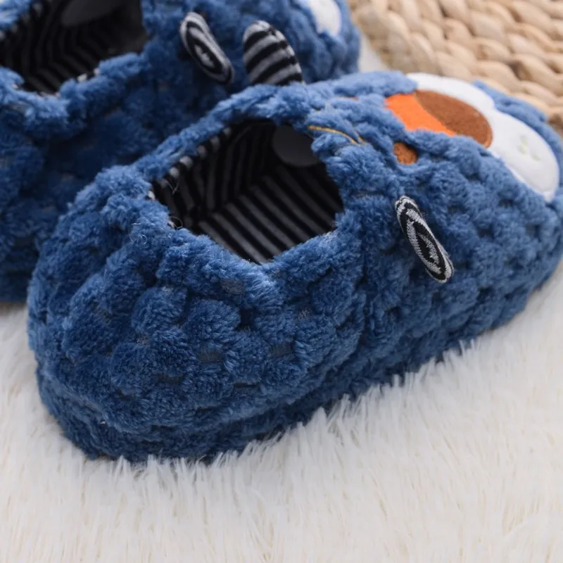 Toddler Boys Slippers for Winter Baby Loafers Plush Warm Cartoon Lion Rubber Sole Children Home Shoes Kids House Indoor Footwear 4