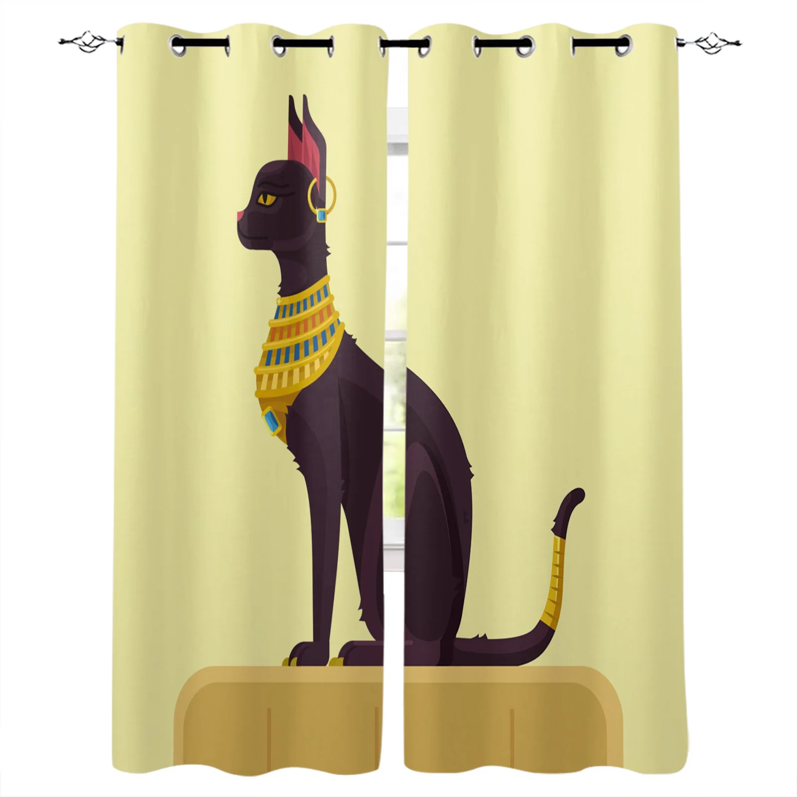 

Ancient Egypt Cat Animal Kitten Blackout Curtains Window Curtains For Bedroom Living Room Decor Window Treatments