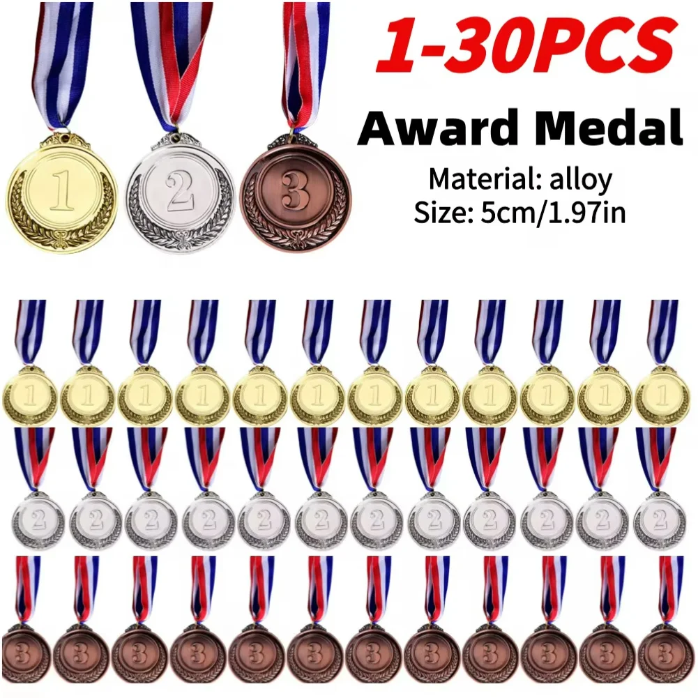Winner Reward Medals Gold Silver Bronze Winner Reward Medal Competitions Prizes with Ribbon for Souvenir Gift Outdoor Games Toy