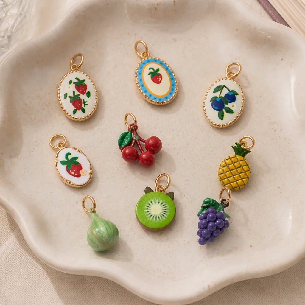 Ins Healing Countryside Style Frische Zitrone Mango Erdbeere DIY Anhänger-Charms für Schmuck