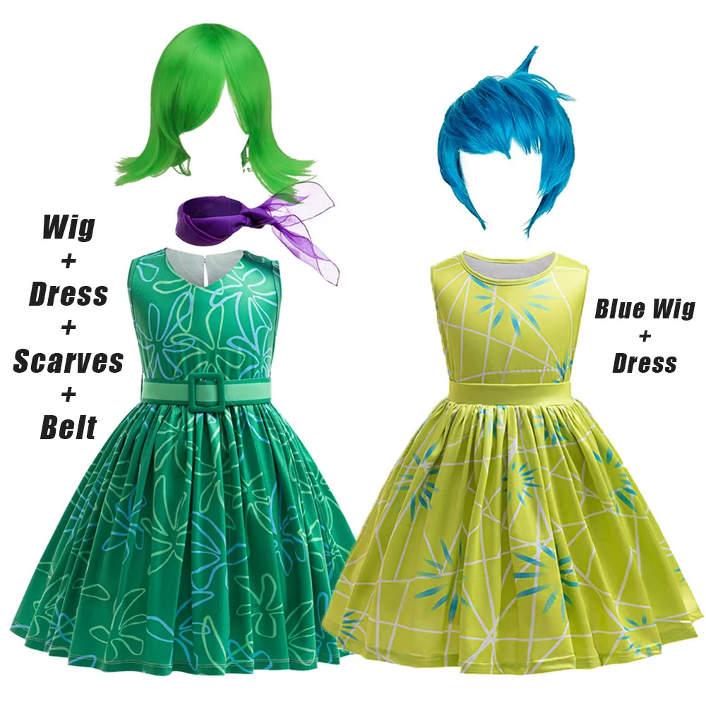 2PCS Cartoon Flower Princess Dress+Wig Movie Inside Cosplay