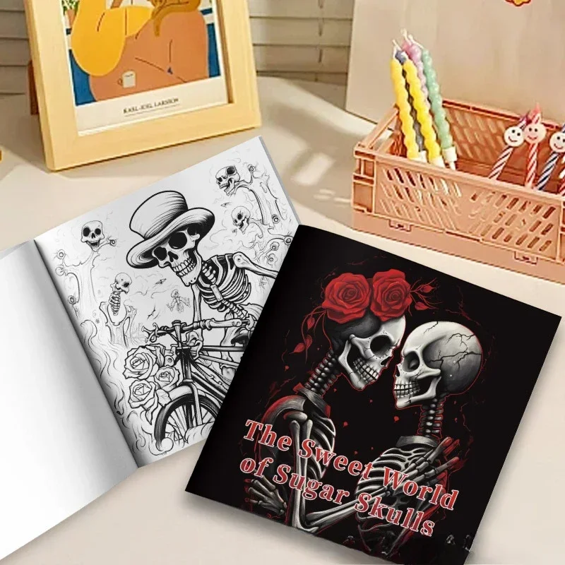 A Bold and Simple Decompression Creative Adult-sugar Skull Sweet World Coloring Book Featuring Rose Skulls 3