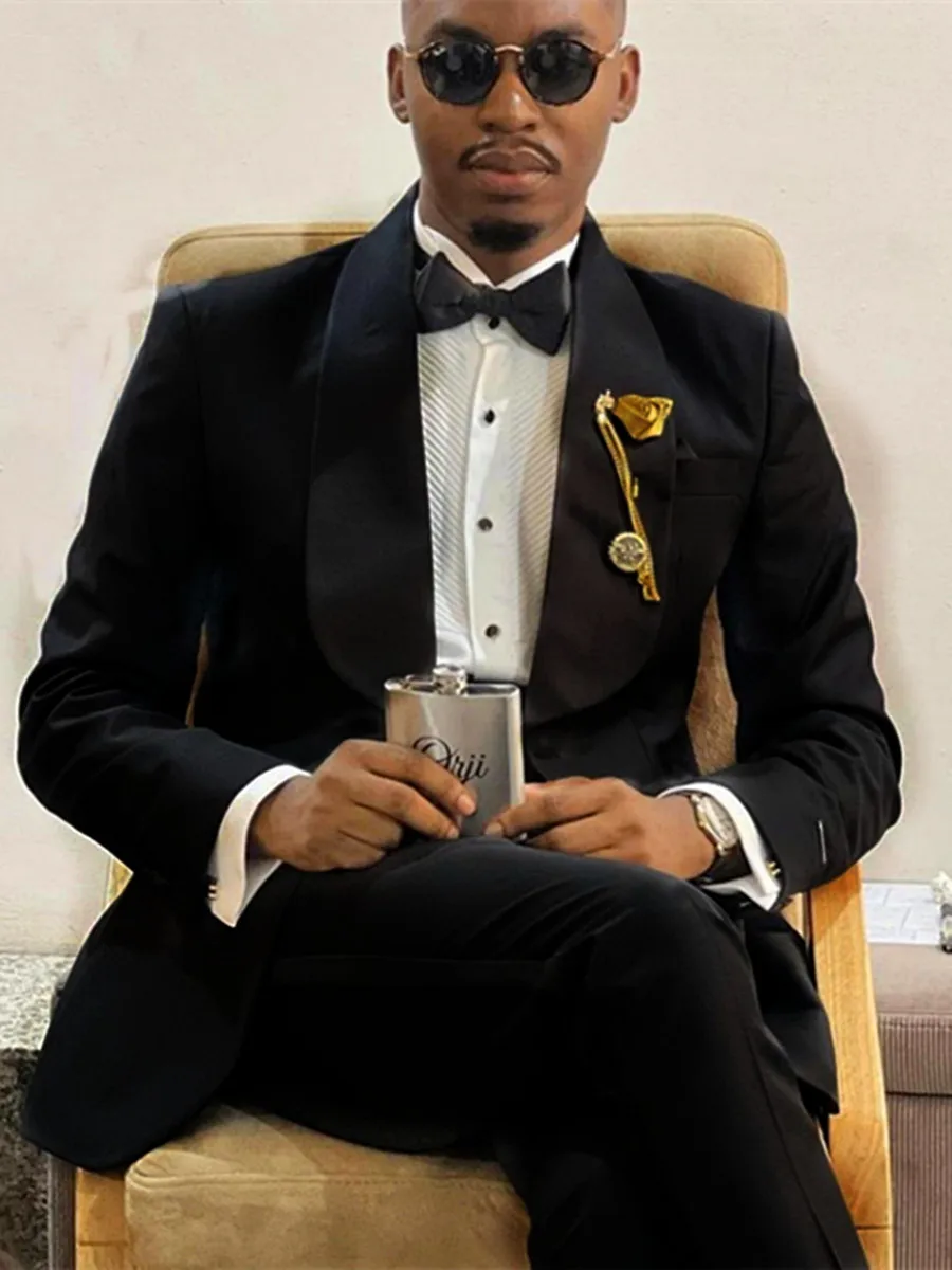 

Customize Men Suits Groomsmen Shawl Lapel Groom Tuxedos Wedding Dress Blazer Prom Dinner (Jacket+Pants+Tie) A512