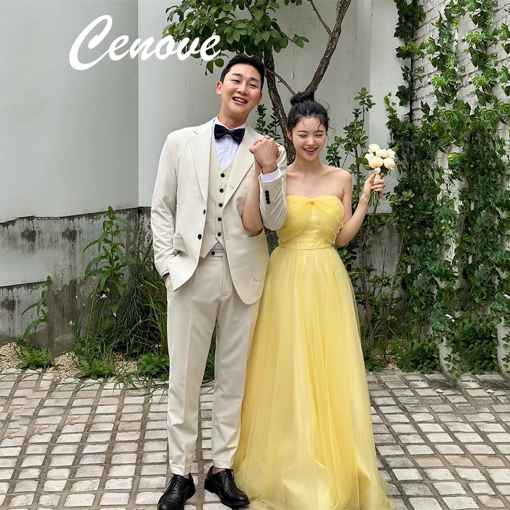 

Cenove A-Line Strapless Neckline Prom Dress Floor -Length With Short Sleeves Evening Summer Party Dress For Women2023