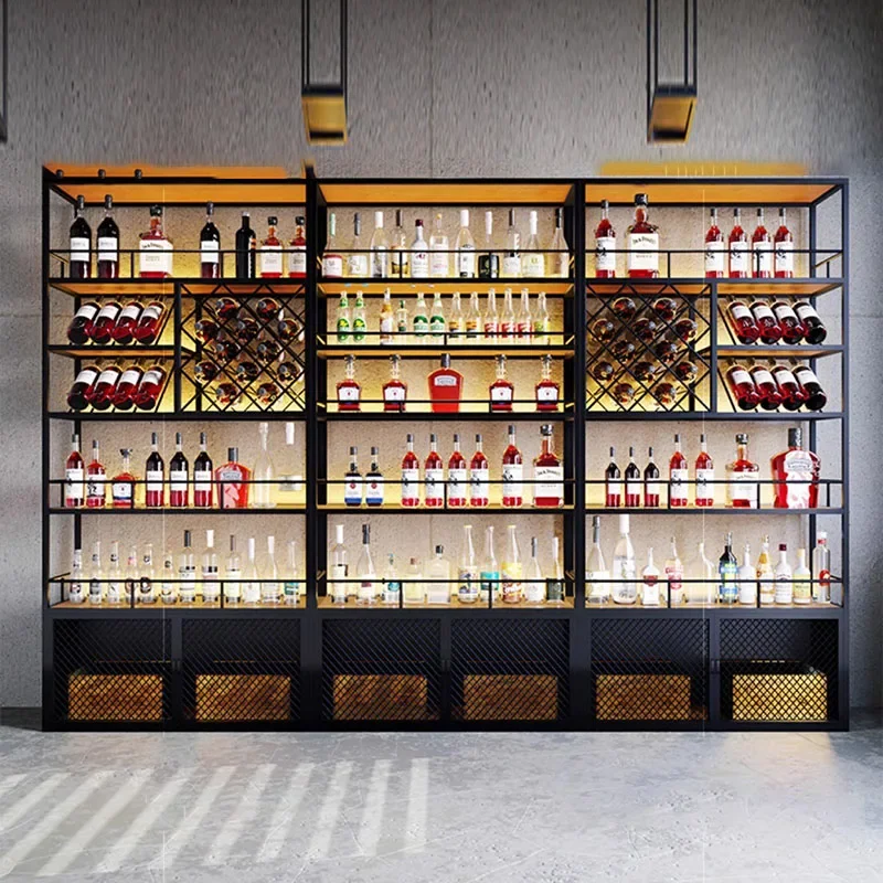 Metal Commercial Wine Cabinets Display Liquor Whisky Mobile Wine Cabinets Corner Bottle Modern Mueble Para Vino Bar Furniture