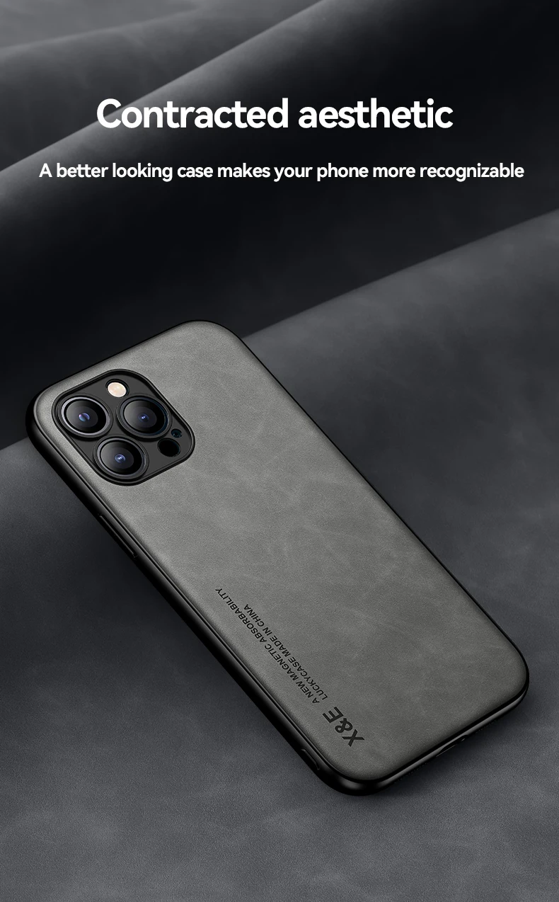 Magnetische Handyhülle Aus Mattleder Für Iphone Stoßfest_voghion.com