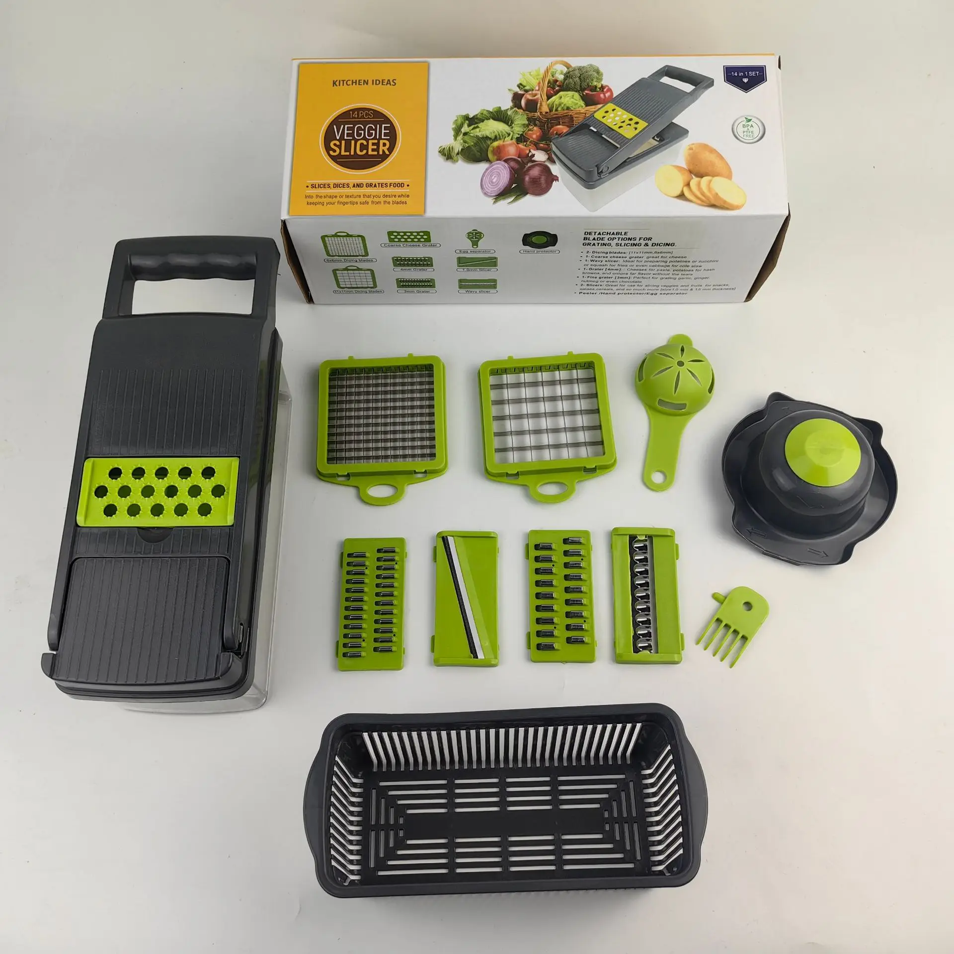 Multifunctional Vegetable Chopper Cutter Fruit Slicer Grater Shredders  Drain Basket Slicers,15 In 1 Gadgets Kitchen Accessories