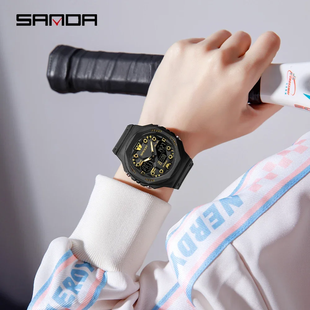 SANDA 6200 style Digital Men Watch Countdown Stopwatch LED