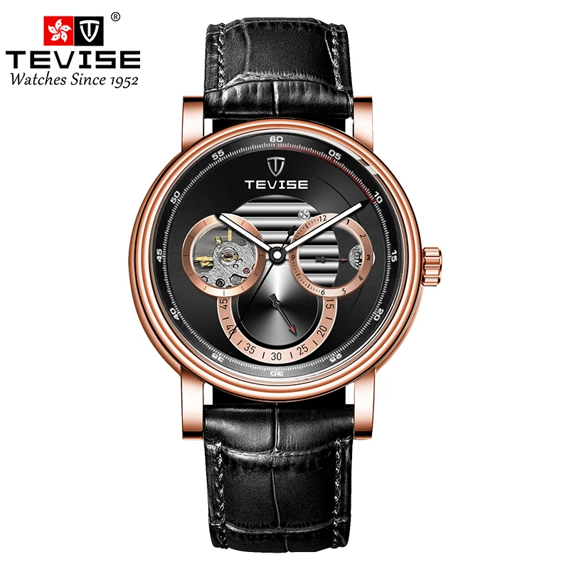 Automatic Mechanical Watch for Men Leather Strap Skeleton Watch 24 Hours Luminous Watch Fashion Casual Watch - 5