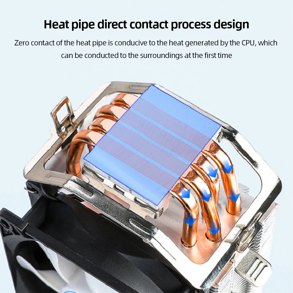 Ventilador de Refrigeração Cpu para Intel Cpu Cooler Heat Pipe Radiador do pc 3pin Pwm Rgb Silencioso Lga1150 1151 1155 1200 1366 Amd Am4 - Imagem 6