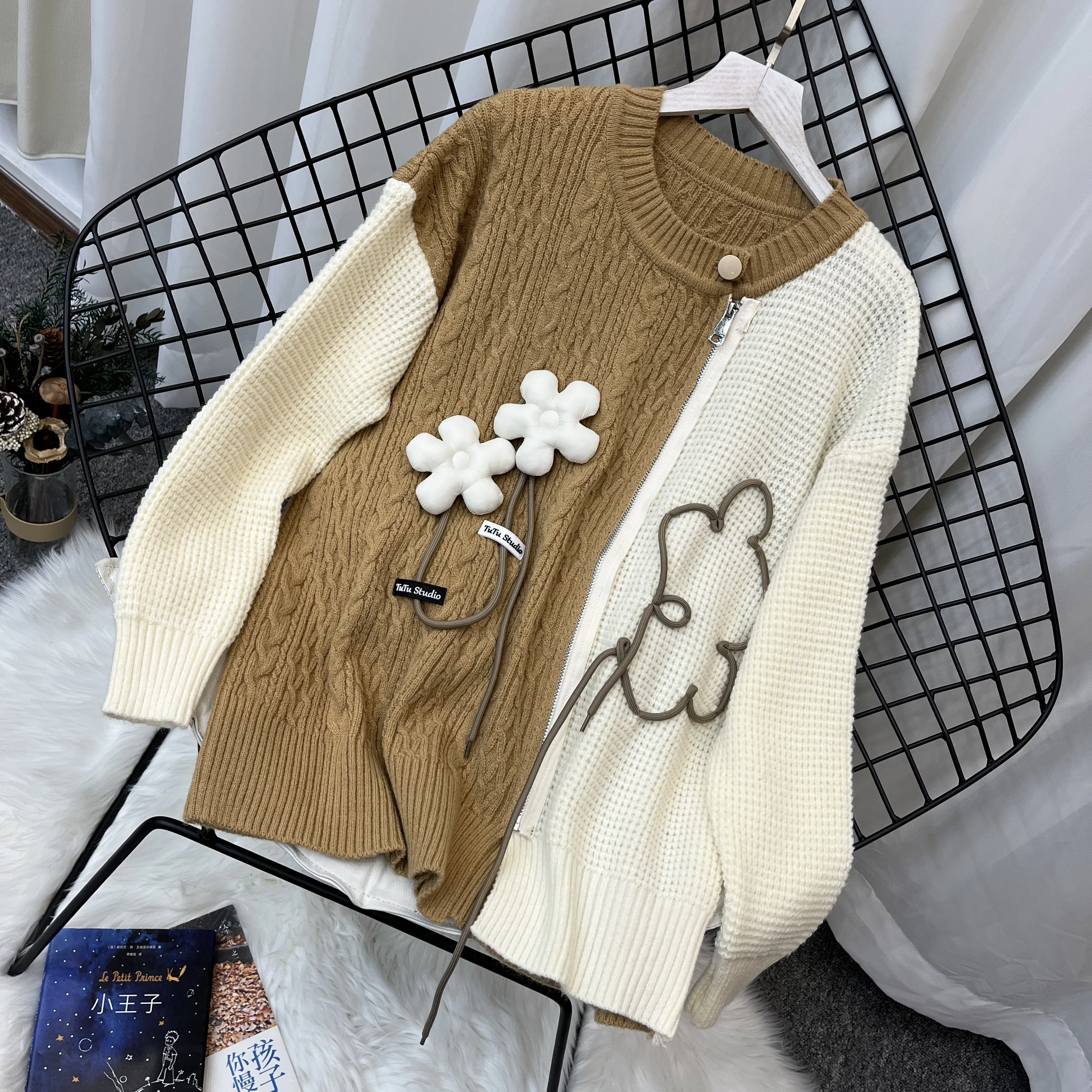 contrast sweaters women's autumn loose lazy sweaters fashion pullovers  knitted tops sweater mujer dis5 - AliExpress