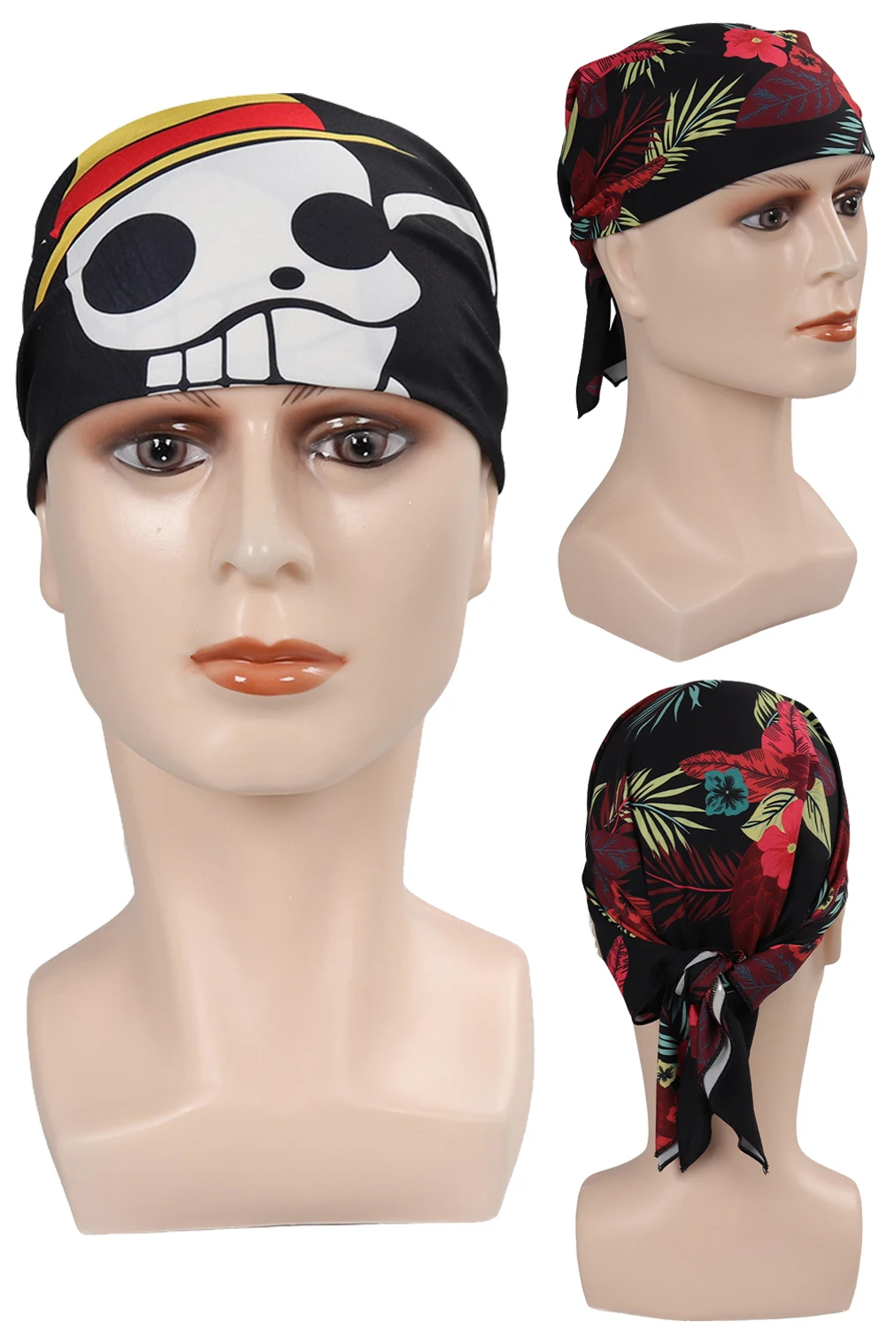 Экшн-трансляция в прямом эфире для косплея Луффи для ролевых игр Гавайская тропическая шляпа шарф в виде черепа фантазийное модное платье аксессуар