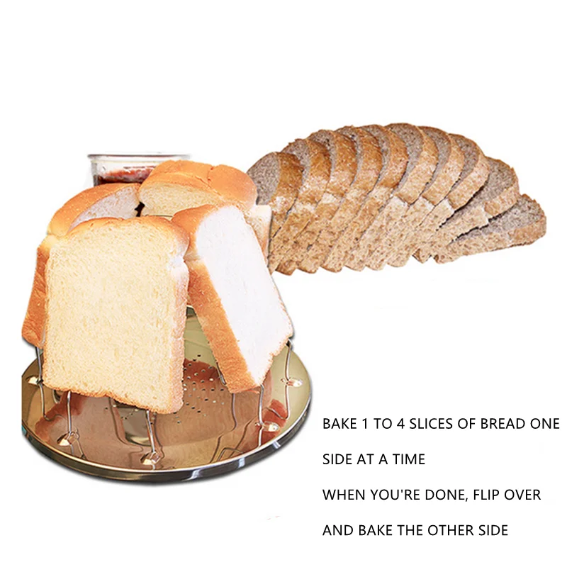 Tostapane Da Campeggio Pieghevole - 4 Fette In Acciaio Inox Per Fornelli A Gas