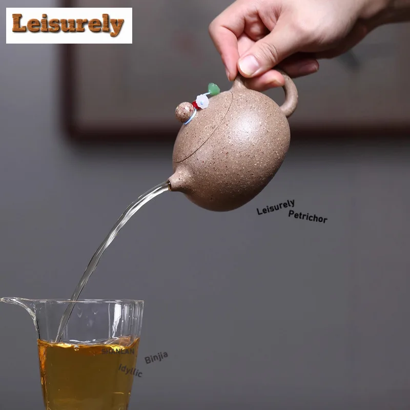 270ml Yixing Purple Clay Teapots Handmade Xishi Pot Raw Ore Wood-fired Porcelain Mud Tea Infuser Kettle With Filter Zisha Teaset